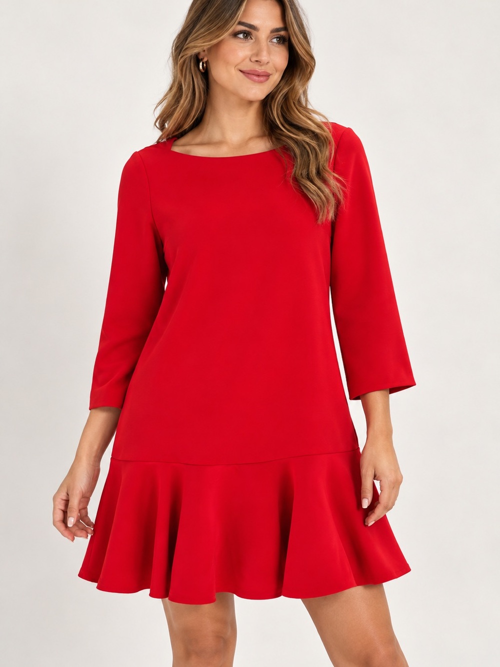 kate spade Red Ruffle-Hem Mini Dress